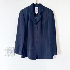 Vintage Zelda Feather Embellished Beaded Black Fitted Blazer Jacket 4